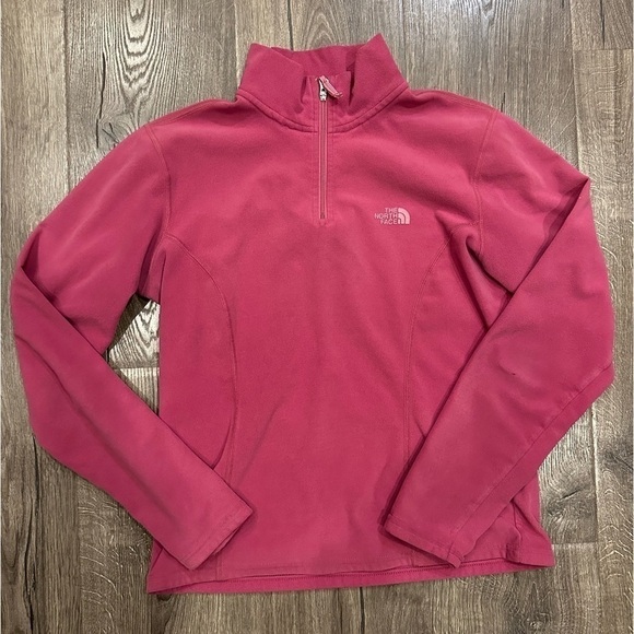 The North Face Jacket S Pink Fleece 1/4 Zip Mock Neck Lightweight Womens Rose - Picture 1 of 13